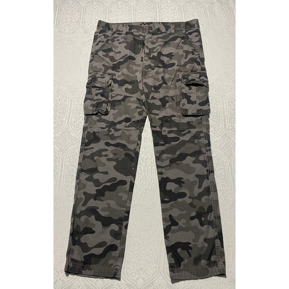 Southpole Mens 36x32 Grey Camo Cargo Pants Ripstop Tactical Streetwear Y2K